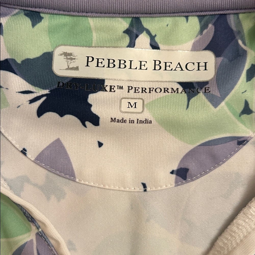 Pebble Beach Floral White Green Purple Short Sleeve Golf Top Women’s Size Medium - Picture 4 of 15